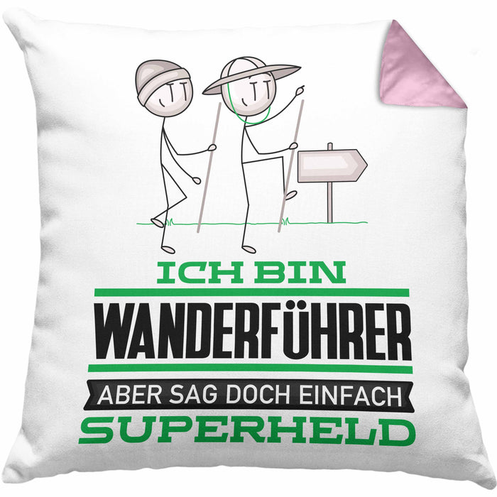 Wanderführer Geschenk Kissen mit Füllung 40x40 Ich Bin Wanderführer Aber Sag Doch Einfach Superheld Lustige Geschenkdiee für Wanderführer (Grau) Rosa Trendation