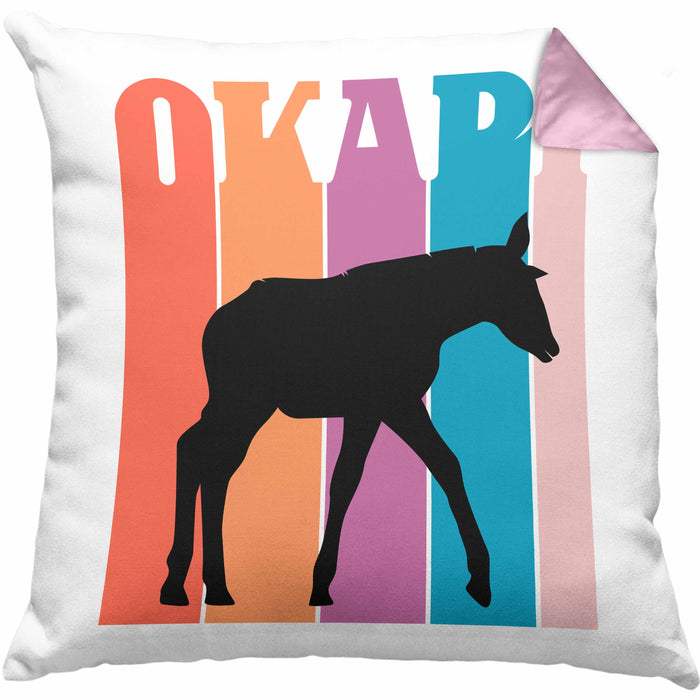 Lustige Okapi Kissen mit Füllung 40x40 Geschenk für Okapi Liebhaber Grafik (Grau) Rosa Trendation