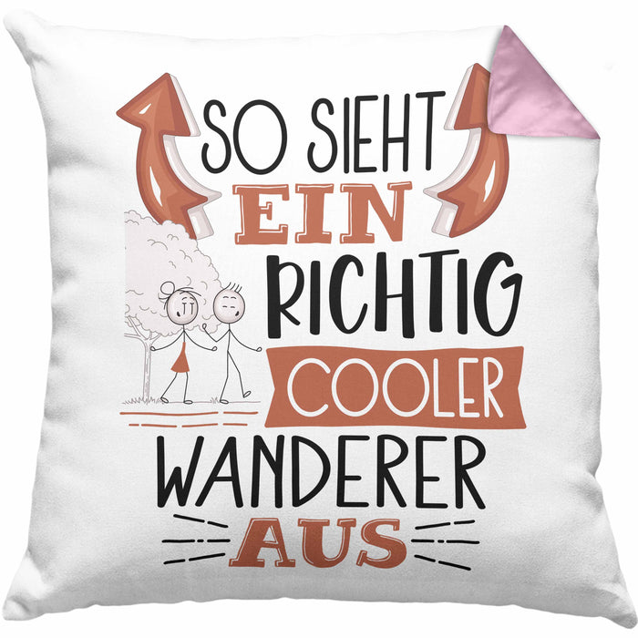 So Sieht Ein Richtig Cooler Wandern Aus Geschenk Kissen mit Füllung 40x40 Lustiger Spruch Geschenkidee (Grau) Rosa Trendation