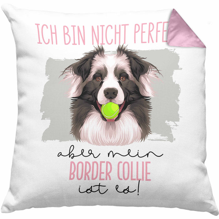 Border Collies Besitzer Kissen mit Füllung 40x40 Geschenk Lustiger Spruch Geschenkidee Besitzerin Ich Bin Nicht toll Aber Mein Border Collies Ist Es (Grau) Rosa Trendation