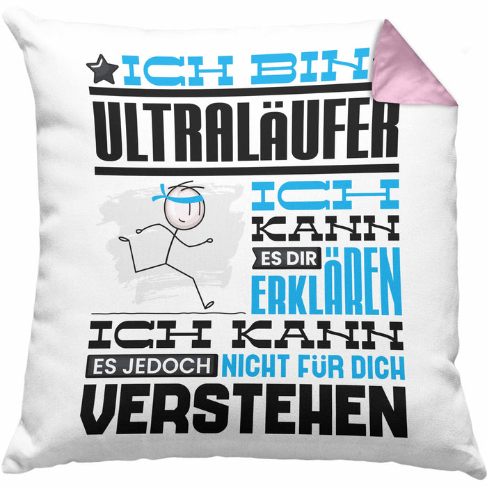 Ultraläufer Geschenk Kaffee-Kissen mit Füllung 40x40 Geschenkidee für Ultraläufer Ich Bin Ultraläufer Ich Kann Es Dir Erklären Jedoch Nicht Für Dich Verstehen Spruch Lustig (Grau) Rosa Trendation