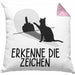 Erkenne Die Zeichen Kissen mit Füllung 40x40 Geschenk Kissen mit Füllung 40x40 Mittelfing** Geschenkidee Sarkasmus Spruch (Grau) Rosa Trendation