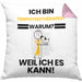 Tierphysiotherapeut Geschenk Kissen mit Füllung 40x40 Lustiger Spruch Ich Bin Tierphysiotherapeut Warum Weil Ich Es Kann Geschenkidee Bester Tierphysiotherapeut Geburtstag (Grau) Rosa Trendation