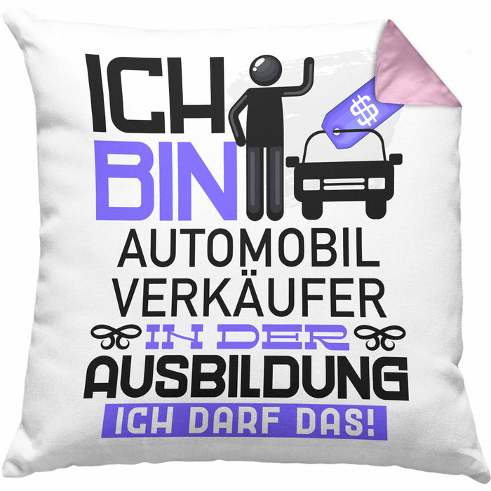 Automobilverkäufer Ausbildung Kissen mit Füllung 40x40 Geschenk Ich Bin Automobilverkäufer In Der Ausbildung Ich Darf Das Geschenkidee Spruch (Grau) Rosa Trendation