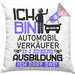 Automobilverkäufer Ausbildung Kissen mit Füllung 40x40 Geschenk Ich Bin Automobilverkäufer In Der Ausbildung Ich Darf Das Geschenkidee Spruch (Grau) Rosa Trendation