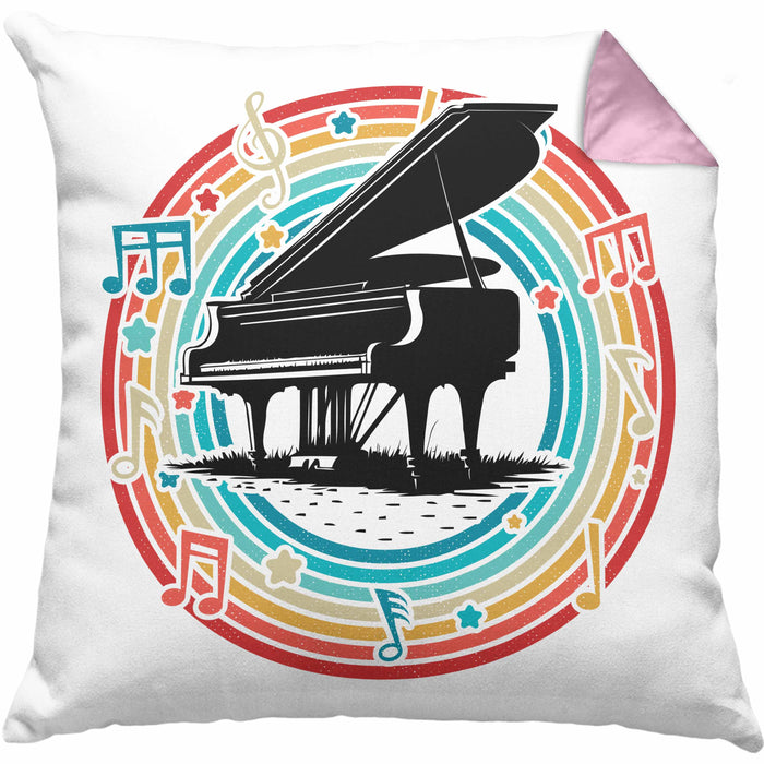 Piano-Spieler Kissen mit Füllung 40x40 Geschenk Klavier Geschenkidee Flügel Musiker (Grau) Rosa Trendation