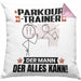 Parkour-Trainer Kissen mit Füllung 40x40 Geschenk für Parkour-Trainer Der Mann Der Alles Kann Geschenkidee zum Geburtstag (Grau) Rosa Trendation