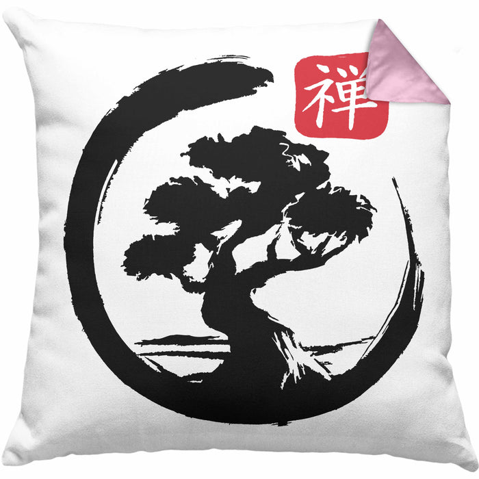 Lustige Bonsai Kissen mit Füllung 40x40 Geschenk für Bonsai-Liebhaber Silhoette (Grau) Rosa Trendation