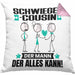Schwiegercousin Kissen mit Füllung 40x40 Geschenk für Schwiegercousin Der Mann Der Alles Kann Geschenkidee zum Geburtstag (Grau) Rosa Trendation
