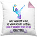 Volleyball Geschenk Kissen mit Füllung 40x40 Coach Herren Mädchen Kaffee Zubehör Volleyball-Spieler Spielerin (Grau) Rosa Trendation