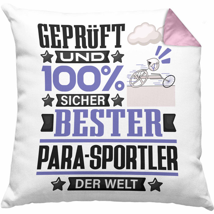 Para-Sportler Geschenk Lustiger Spruch für Para-Sportler Geschenkidee Bester Para-Sportler Der WeltKissen mit Füllung 40x40 (Grau) Rosa Trendation