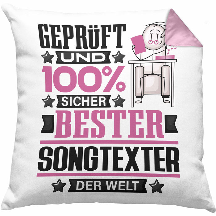 Songtexter Geschenk Lustiger Spruch für Songtexter Geschenkidee Bester Songtexter Der WeltKissen mit Füllung 40x40 (Grau) Rosa Trendation