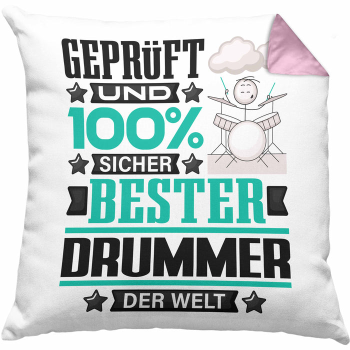 Drummer Geschenk Lustiger Spruch für Drummer Geschenkidee Bester Drummer Der WeltKissen mit Füllung 40x40 (Grau) Rosa Trendation