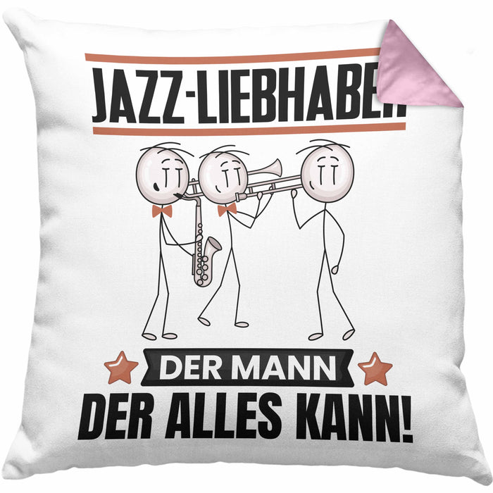 Jazz-Liebhaber Kissen mit Füllung 40x40 Geschenk für Jazz-Liebhaber Der Mann Der Alles Kann Geschenkidee zum Geburtstag (Grau) Rosa Trendation