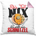 Schnitzel Kissen mit Füllung 40x40 "Der tut nix, der will nur Schnitzel" Geschenkidee für Schnitzelliebhaber (Grau) Rosa Trendation