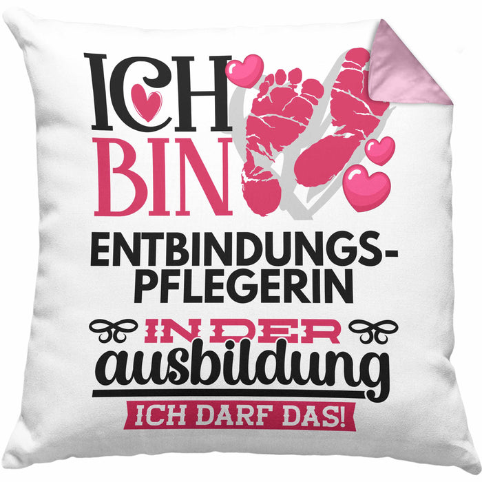 Entbindungspflegerin Ausbildung Start Geschenk Kissen mit Füllung 40x40 Ich Bin Entbindungspflegerin In Der Ausbildung Ich Darf Das Geschenkidee (Grau) Rosa Trendation