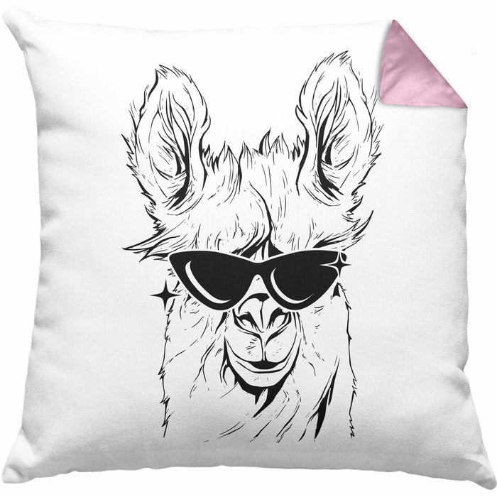 Llama Alpaka Kissen mit Füllung 40x40 Geschenk Lama Geschenkidee für Lama-Fans (Grau) Rosa Trendation