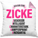Zicke Kissen mit Füllung 40x40 Geschenk für Frauen Frau Lustig Pink (Grau) Rosa Trendation