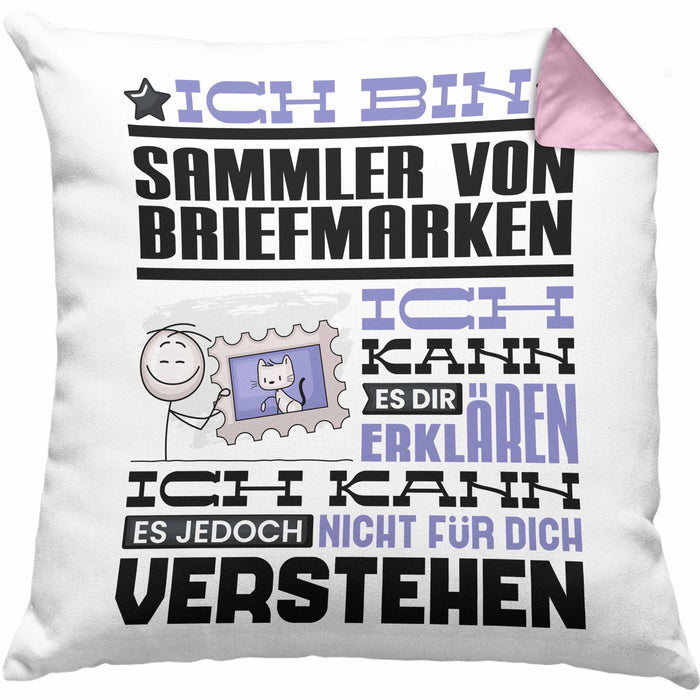 Sammler von Briefmarken Geschenk Kaffee-Kissen mit Füllung 40x40 Geschenkidee für Sammler von Briefmarken Ich Bin Sammler von Briefmarken Ich Kann Es Dir Erklären Jedoch Nicht Für Dich Verstehen Spruch Lustig (Grau) Rosa Trendation
