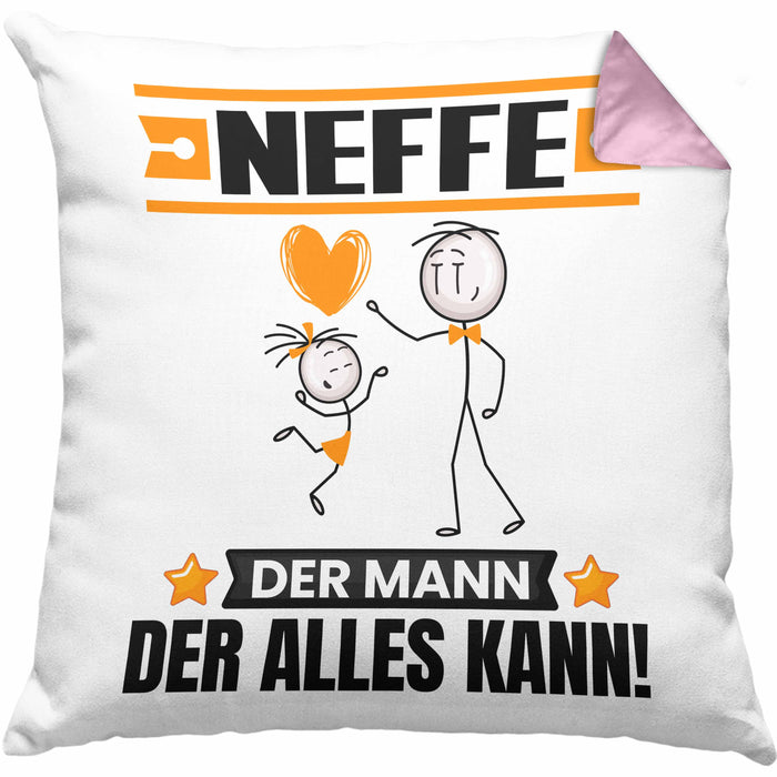 Neffe Kissen mit Füllung 40x40 Geschenk für Neffe Der Mann Der Alles Kann Geschenkidee zum Geburtstag (Grau) Rosa Trendation