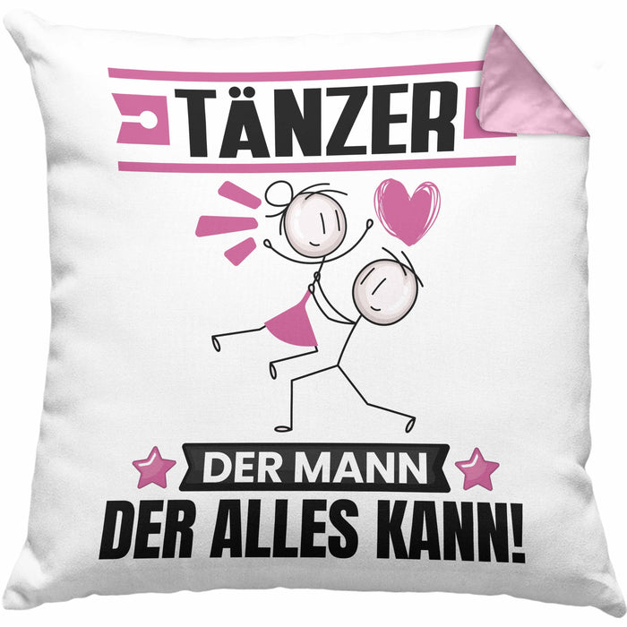 Tänzer Kissen mit Füllung 40x40 Geschenk für Tänzer Der Mann Der Alles Kann Geschenkidee zum Geburtstag (Grau) Rosa Trendation