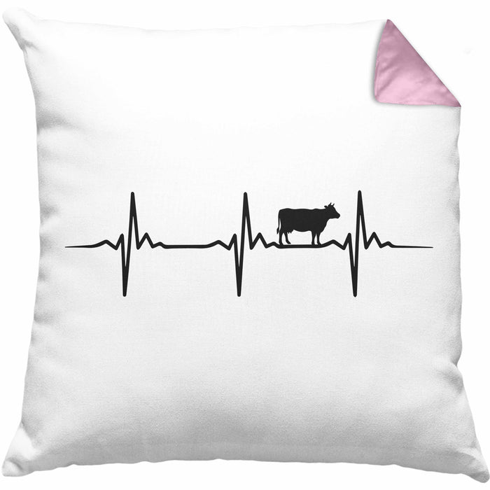 Kuh Herzschlag Bauer Rind Bauernhof Landwirt Geschenk Kissen mit Füllung 40x40 (Grau) Rosa Trendation