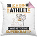 Athlet Kissen mit Füllung 40x40 Geschenk für Athlet Geburtstag Lustiger Spruch Was Ist Deine Superkraft (Grau) Rosa Trendation