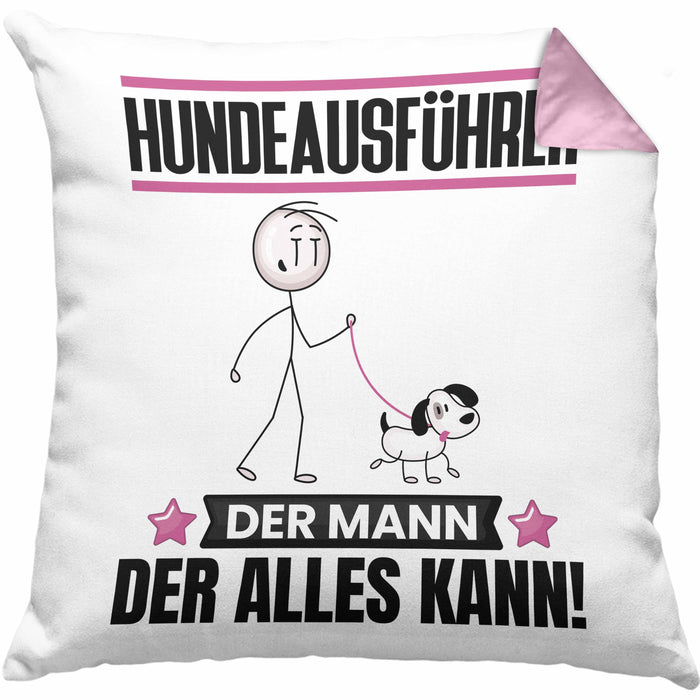 Hundeausführer Kissen mit Füllung 40x40 Geschenk für Hundeausführer Der Mann Der Alles Kann Geschenkidee zum Geburtstag (Grau) Rosa Trendation