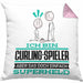 Curling-Spieler Geschenk Kissen mit Füllung 40x40 Ich Bin Curling-Spieler Aber Sag Doch Einfach Superheld Lustige Geschenkdiee für Curling-Spieler (Grau) Rosa Trendation