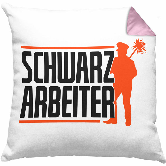 Lustiges Geschenk für Schornsteinfeger Spruch Geschenkdiee SchwarzarbeiterKissen mit Füllung 40x40 (Grau) Rosa Trendation