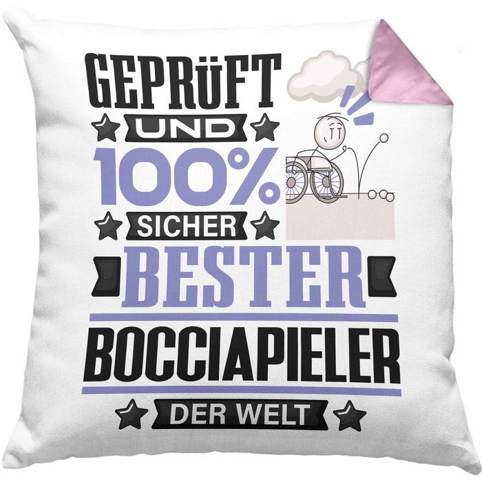 Bocciapieler Geschenk Lustiger Spruch für Bocciapieler Geschenkidee Bester Bocciapieler Der WeltKissen mit Füllung 40x40 (Grau) Rosa Trendation