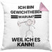 Gewichtheber Geschenk Kissen mit Füllung 40x40 Lustiger Spruch Ich Bin Gewichtheber Warum Weil Ich Es Kann Geschenkidee Bester Gewichtheber Geburtstag (Grau) Rosa Trendation