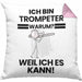 Trompeter Geschenk Kissen mit Füllung 40x40 Lustiger Spruch Ich Bin Trompeter Warum Weil Ich Es Kann Geschenkidee Bester Trompeter Geburtstag (Grau) Rosa Trendation