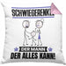 Schwiegerenkel Kissen mit Füllung 40x40 Geschenk für Schwiegerenkel Der Mann Der Alles Kann Geschenkidee zum Geburtstag (Grau) Rosa Trendation