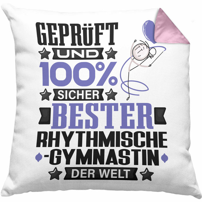 RhythmischeGymnastin Geschenk Lustiger Spruch für RhythmischeGymnastin Geschenkidee Bester RhythmischeGymnastin Der WeltKissen mit Füllung 40x40 (Grau) Rosa Trendation