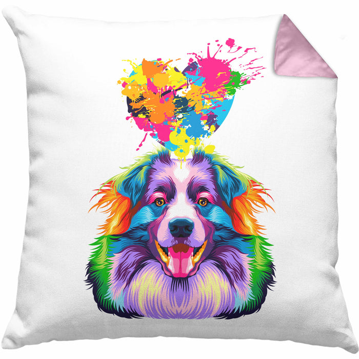 Australian Shepherd Herz Farbe Besitzer Kissen mit Füllung 40x40 Geschenk Lustiger Spruch Geschenkidee Australian Shepherd Liebhaber (Grau) Rosa Trendation