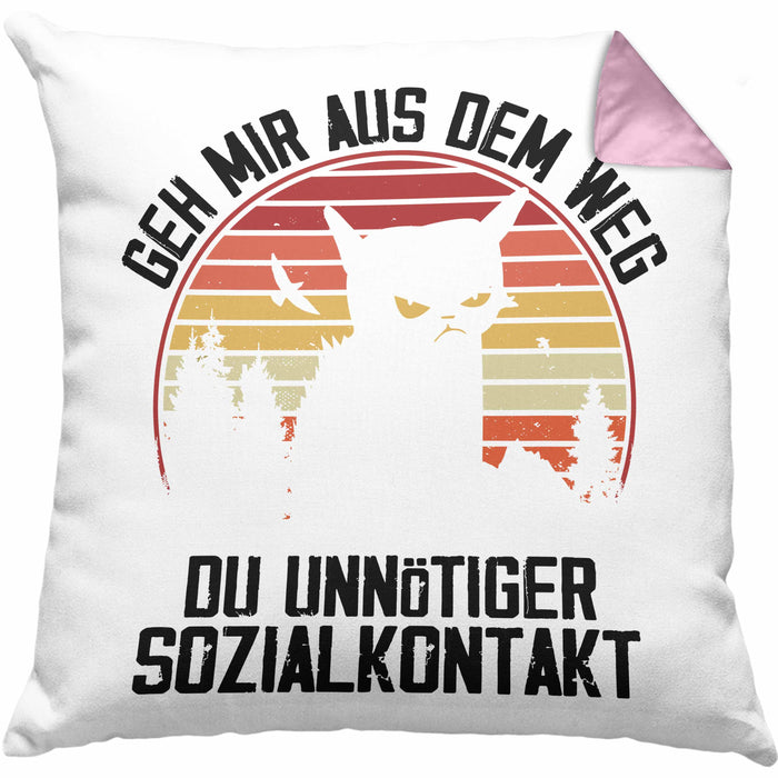 Lustige Kissen mit Füllung 40x40 Geschenk Geh Mir Aus Dem Weg DU Unnötiger Sozialkontakt Geschenkidee Frauen Sarkasmus Humor (Grau) Rosa Trendation
