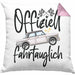 Führerschein Bestanden Geschenk Kissen mit Füllung 40x40 Bestandener Führerschein Offiziel Fahrtauglich Fahrschule (Grau) Rosa Trendation
