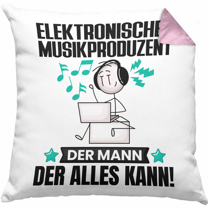 ElektronischerMusikproduzent Kissen mit Füllung 40x40 Geschenk für ElektronischerMusikproduzent Der Mann Der Alles Kann Geschenkidee zum Geburtstag (Grau) Rosa Trendation