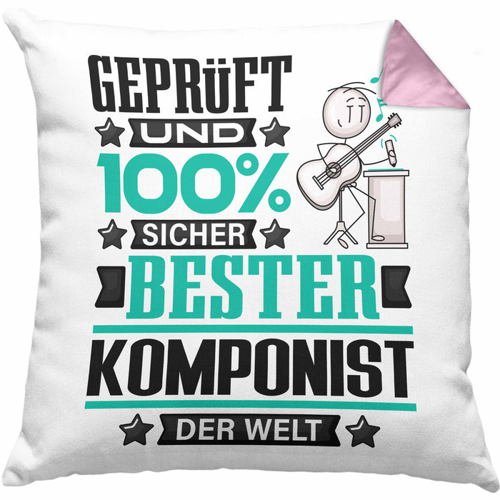 Komponist Geschenk Lustiger Spruch für Komponist Geschenkidee Bester Komponist Der WeltKissen mit Füllung 40x40 (Grau) Rosa Trendation