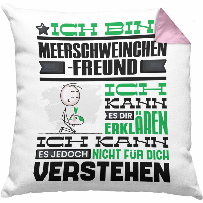 Meerschweinchenfreund Geschenk Kaffee-Kissen mit Füllung 40x40 Geschenkidee für Meerschweinchenfreund Ich Bin Meerschweinchenfreund Ich Kann Es Dir Erklären Jedoch Nicht Für Dich Verstehen Spruch Lustig (Grau) Rosa Trendation