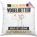 Vogelretter Kissen mit Füllung 40x40 Geschenk für Vogelretter Geburtstag Lustiger Spruch Was Ist Deine Superkraft (Grau) Rosa Trendation