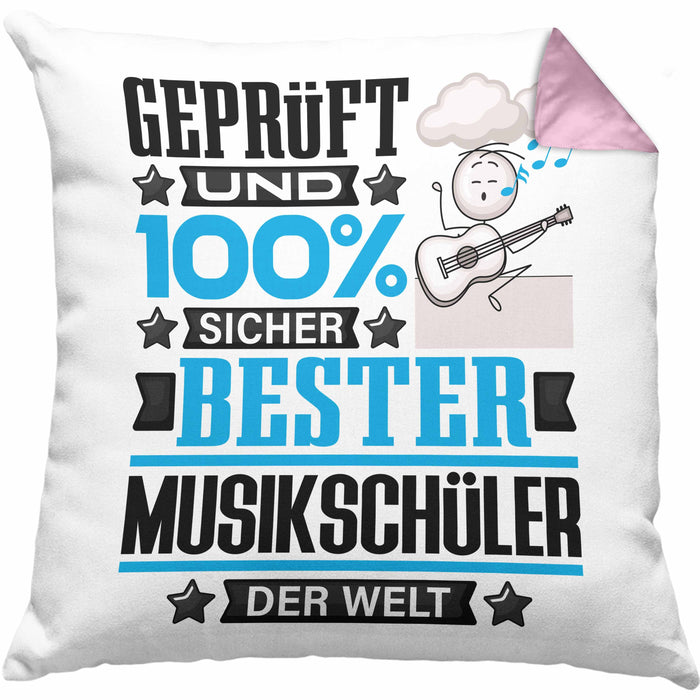 Musikschüler Geschenk Lustiger Spruch für Musikschüler Geschenkidee Bester Musikschüler Der WeltKissen mit Füllung 40x40 (Grau) Rosa Trendation