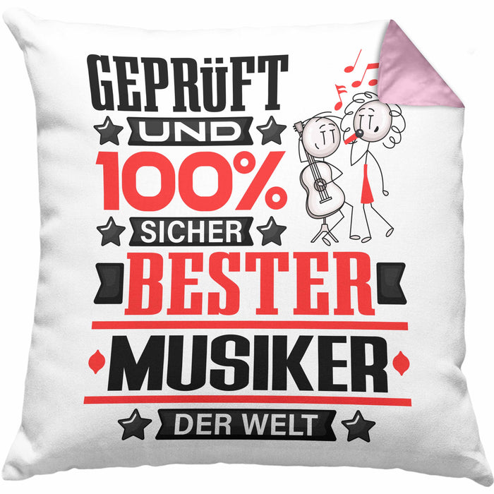 Musiker Geschenk Lustiger Spruch für Musiker Geschenkidee Bester Musiker Der WeltKissen mit Füllung 40x40 (Grau) Rosa Trendation