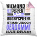 Rugbyspieler Geschenk Kissen mit Füllung 40x40 Lustige Geschenkidee für Rugbyspieler Geburtstag Niemand Ist Perfekt Aber Als Rugbyspieler Ist Man Nah Dran (Grau) Rosa Trendation