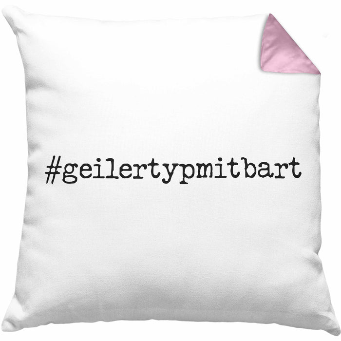 Bartträger Kissen mit Füllung 40x40 Geilertypmitbart Bart Geschenk Bart Lustig (Grau) Rosa Trendation