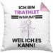 Triathlet Geschenk Kissen mit Füllung 40x40 Lustiger Spruch Ich Bin Triathlet Warum Weil Ich Es Kann Geschenkidee Bester Triathlet Geburtstag (Grau) Rosa Trendation
