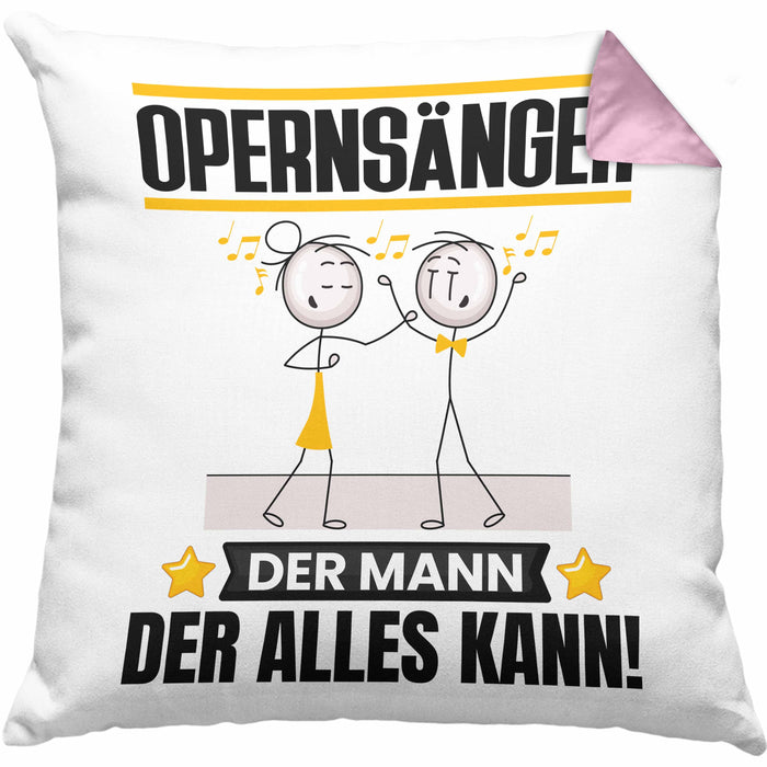 Opernsänger Kissen mit Füllung 40x40 Geschenk für Opernsänger Der Mann Der Alles Kann Geschenkidee zum Geburtstag (Grau) Rosa Trendation