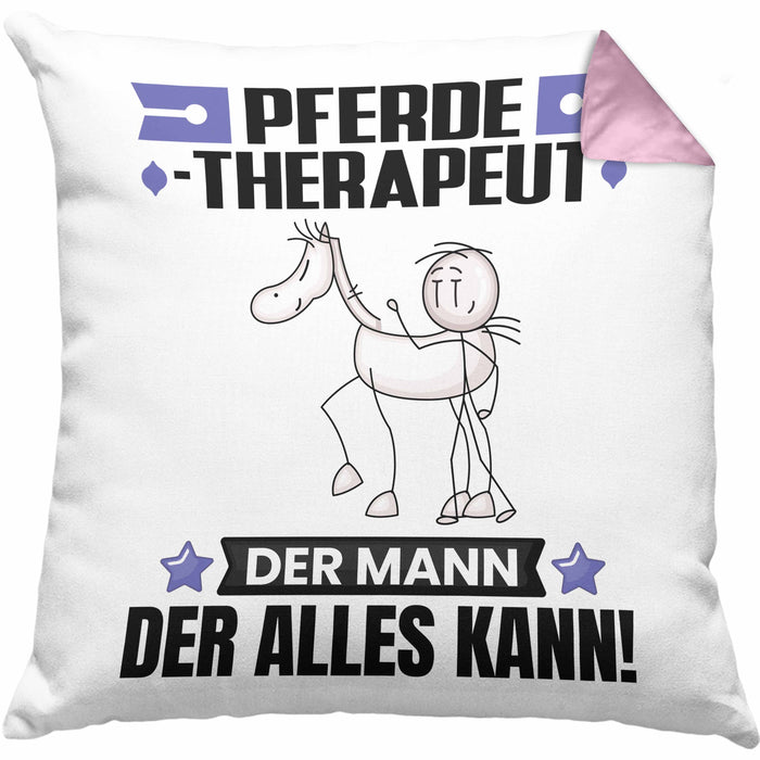Pferdetherapeut Kissen mit Füllung 40x40 Geschenk für Pferdetherapeut Der Mann Der Alles Kann Geschenkidee zum Geburtstag (Grau) Rosa Trendation