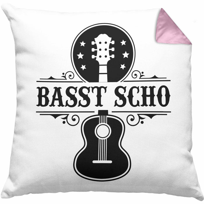 Bassist Kissen mit Füllung 40x40 Geschenk Bass-Spieler Geschenkidee Basst Scho Spruch (Grau) Rosa Trendation